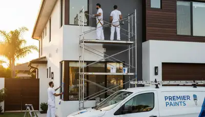 Professional exterior house painters in Raleigh NC applying weather-resistant paint finish