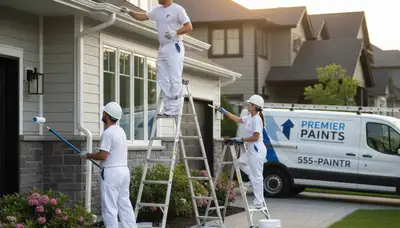 Professional gutter painting on a Raleigh NC home by expert house painters protecting against rust