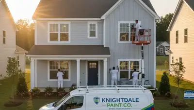 Professional house painters completing exterior home painting in Raleigh NC