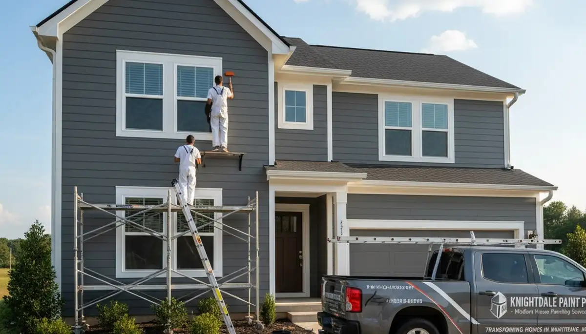 Professional house painters finishing residential exterior in Raleigh, NC