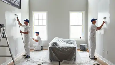 Professional interior house painters in Raleigh NC applying smooth wall finishes and lasting color