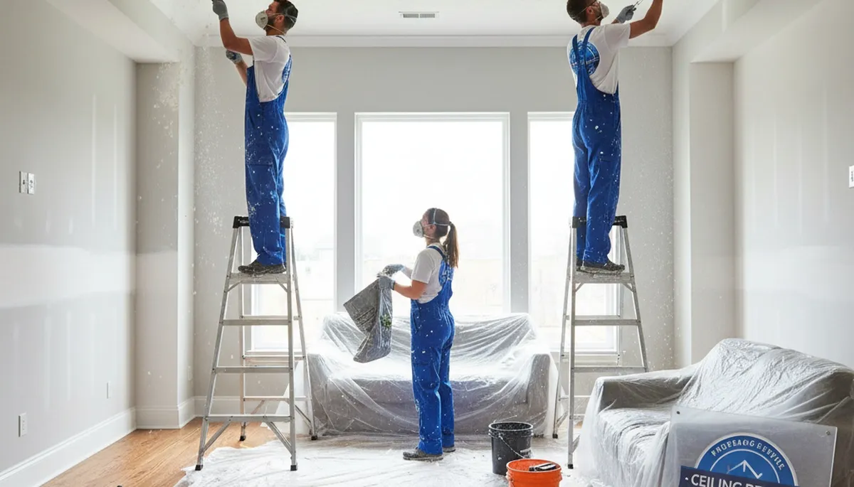 Professional popcorn ceiling removal and refinishing by painters in Raleigh, NC home interior