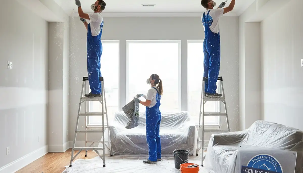Professional popcorn ceiling removal and refinishing by painters in Raleigh, NC home interior