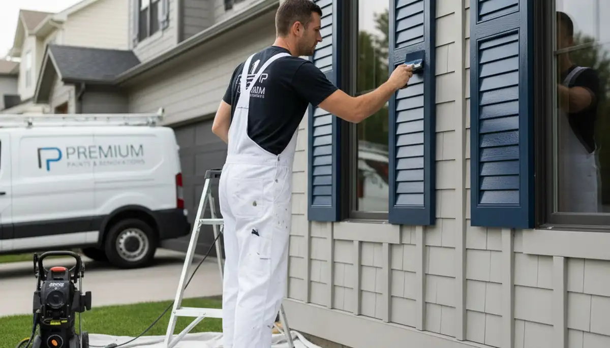 Professional shutter painting and refinishing on a Raleigh NC home exterior by expert painters