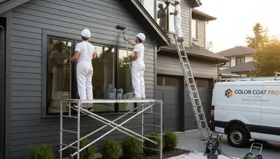 Professional siding painting on a Raleigh NC home exterior by expert house painters