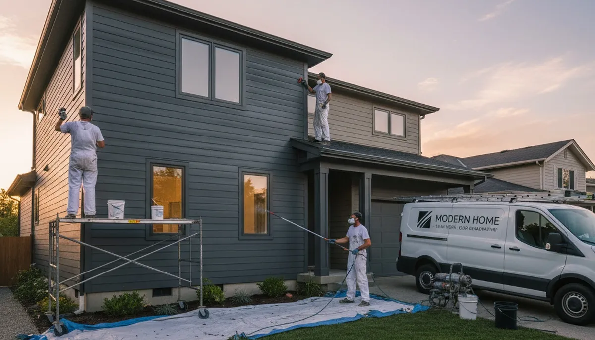 Professional siding painting on Raleigh NC home by expert exterior house painters