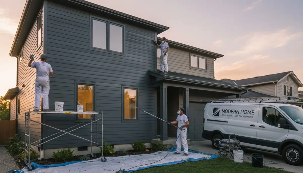 Professional siding painting on Raleigh NC home by expert exterior house painters
