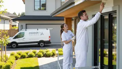 Professional trim and fascia painting on Raleigh NC home by expert house painters