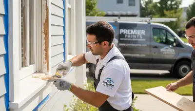 Professional wood rot repair on Raleigh NC home exterior by expert house painters restoring damaged wood